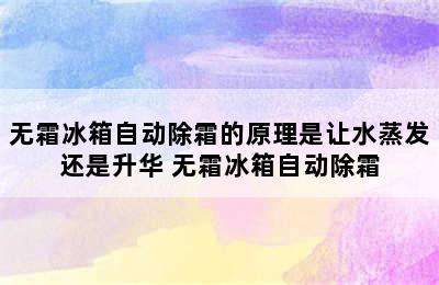 无霜冰箱自动除霜的原理是让水蒸发还是升华 无霜冰箱自动除霜